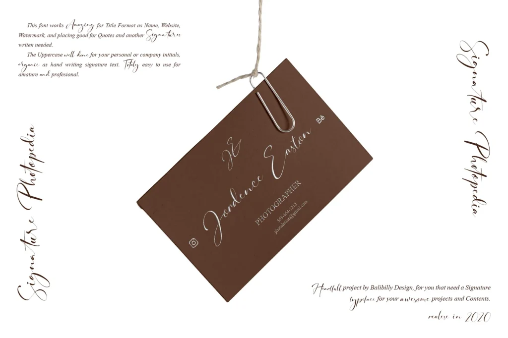 Signature Photopedia original font preview by Balibilly Design